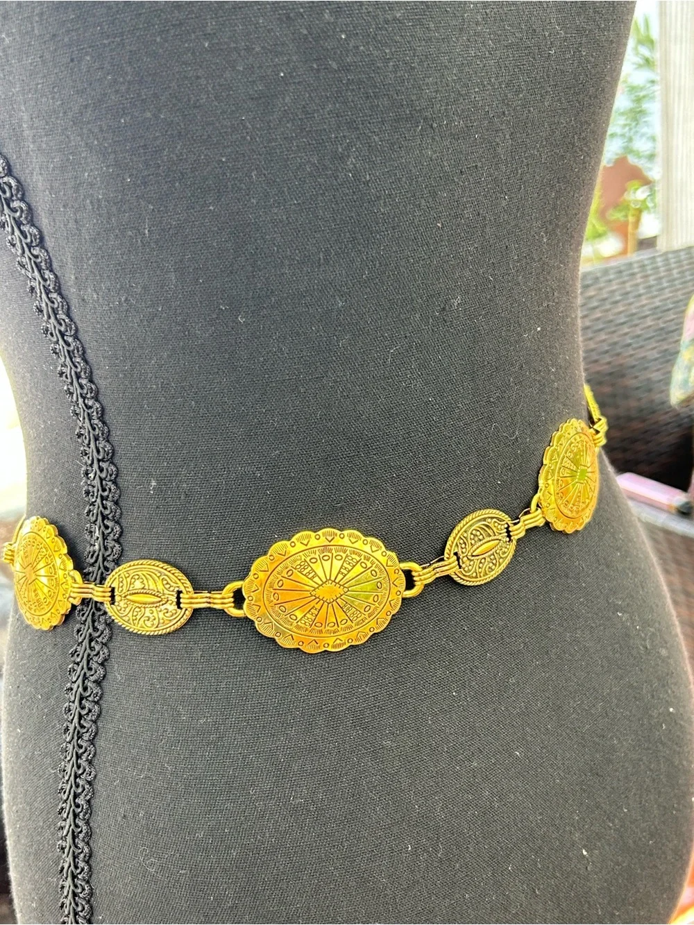 Gold tone Concho chain belt